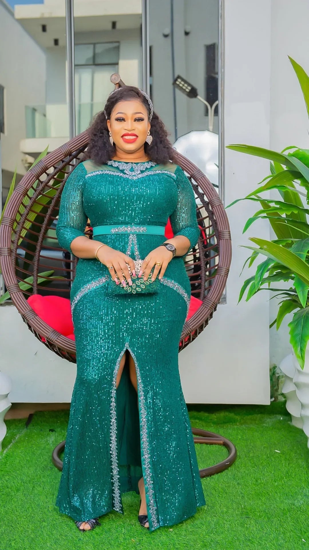 Plus Size African Party Dresses for Women Dashiki Ankara Sequin Wedding Evening image 4