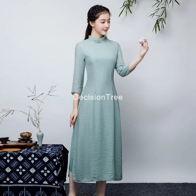 2022 vietnam style dress vietnam aodai vietnam traditional dress chiffon cheong image 1