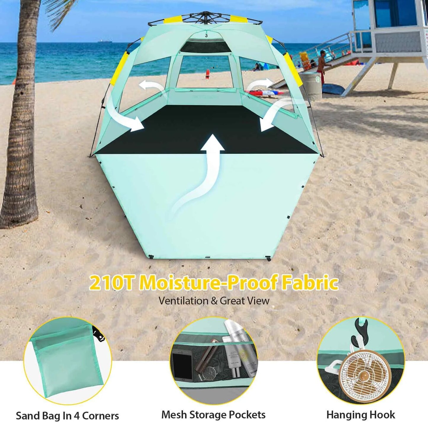 4 People Quick Automatic Opening Camping Tent Waterproof Lightwight pop up open image 1