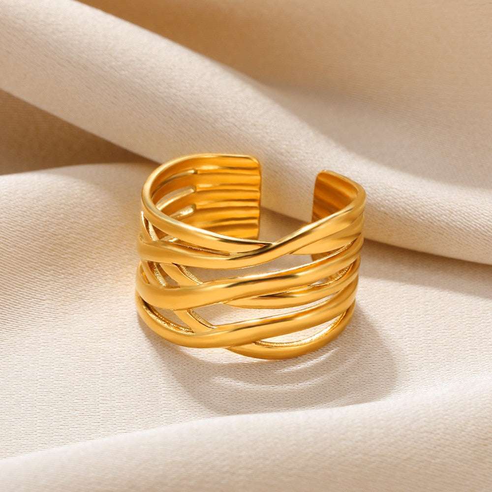 Stainless Steel Rings for Women Aesthetic Sunflower Gold Plated Wedding Couple image 6