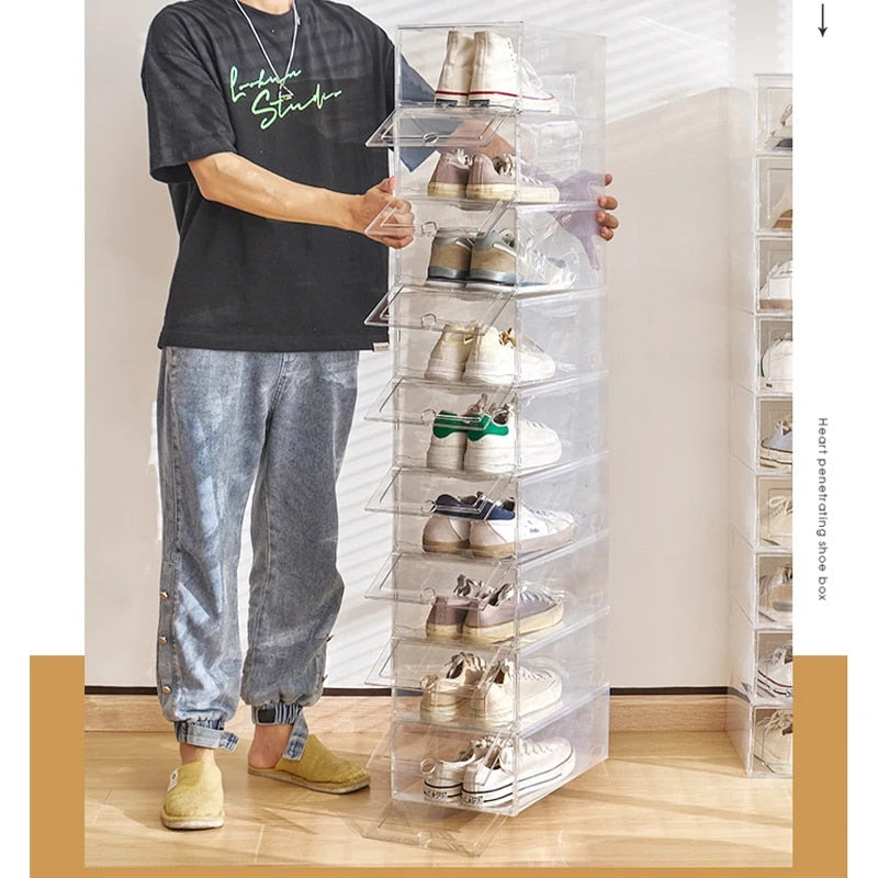 6pcs shoe cabinet High light transmission Transparent slippers sneakers storage image 2