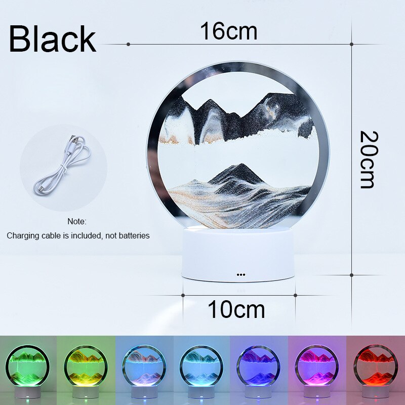 Sand Painting Table Lamp LED RGB Sandscape Lamp 3D Colorful Moving Sand image 4