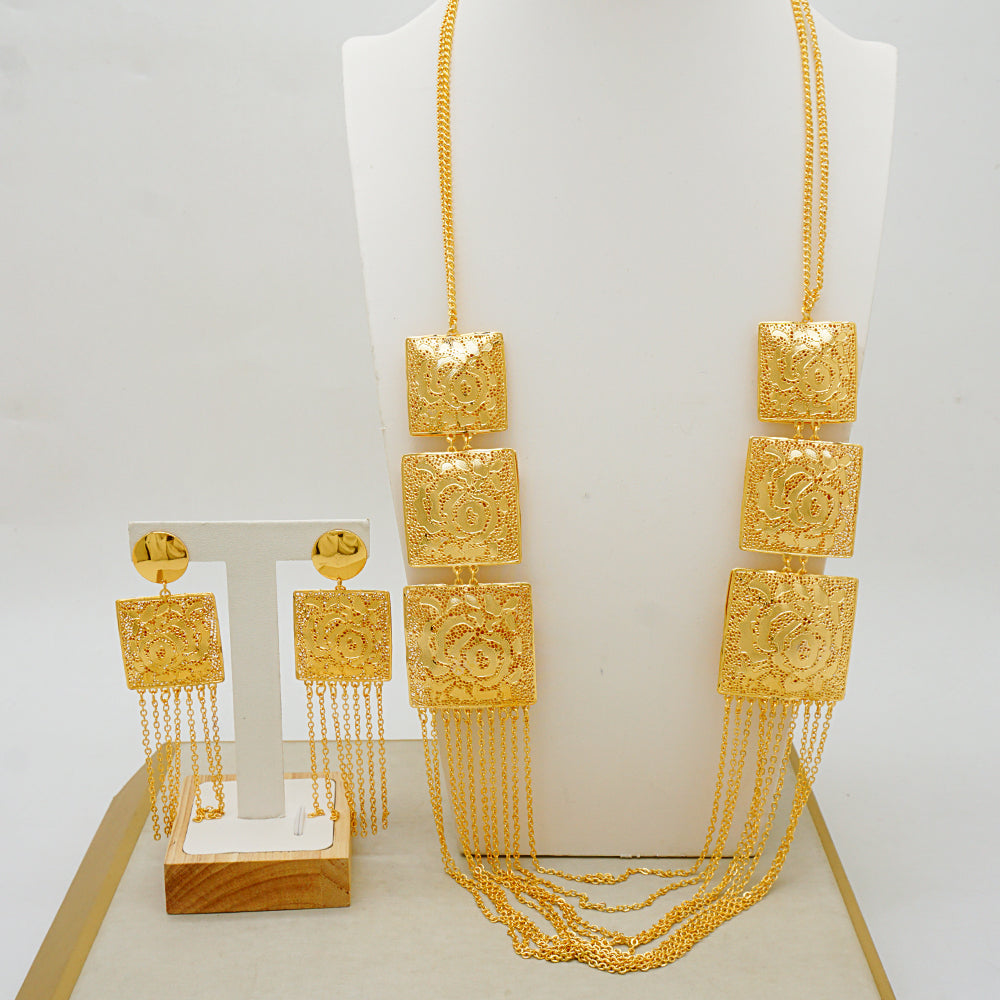 Fashion Gold Color Ethiopian Jewelry Set Bride Dubai Jewelry Set Wedding Arab A image 1