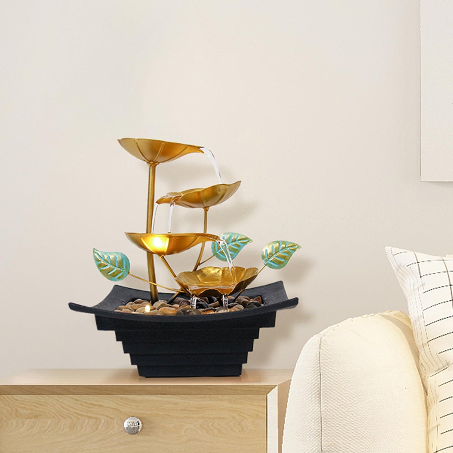 Tabletop Water Fountain Small Indoor Waterfall Fountain for Desktop Feng Shui O image 3