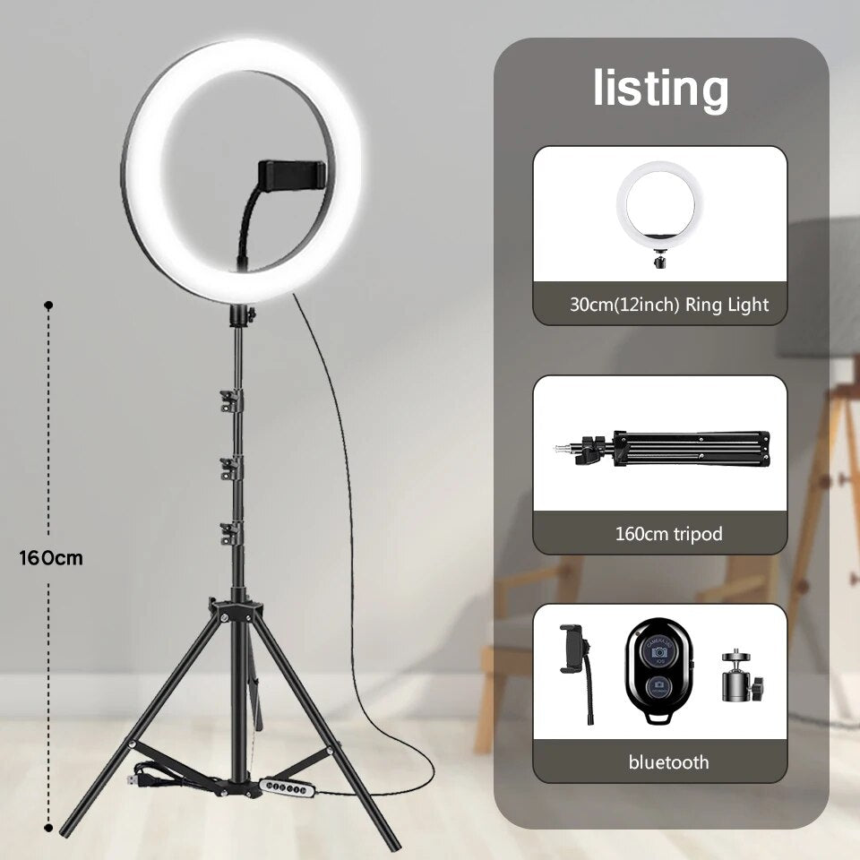 10" 26cm LED Selfie Ring Light Photography Video Light RingLight Phone Stand Tr image 3