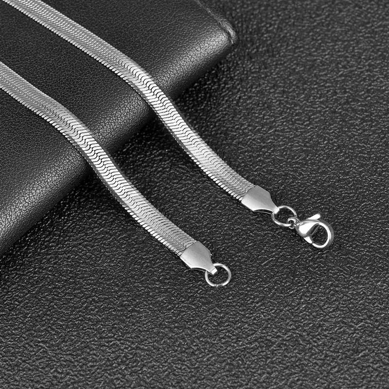 2-5mm Width Stainless Steel Flat Chain Necklace Hot Fashion Herringbone Gold Co image 7