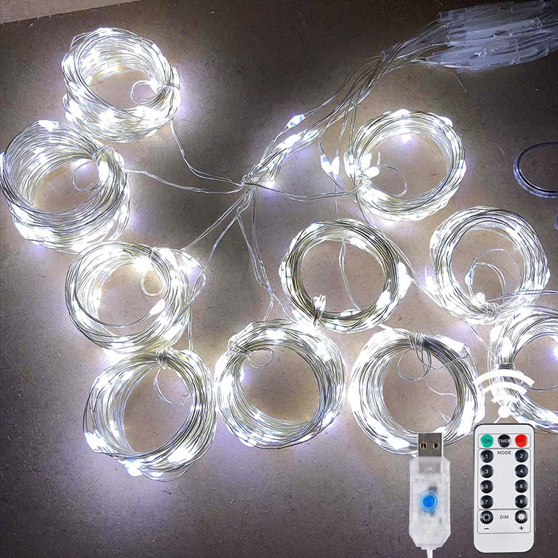 LED Curtain String Lights Christmas Garland Decor Fairy Light 8 Modes USB Remot image 2