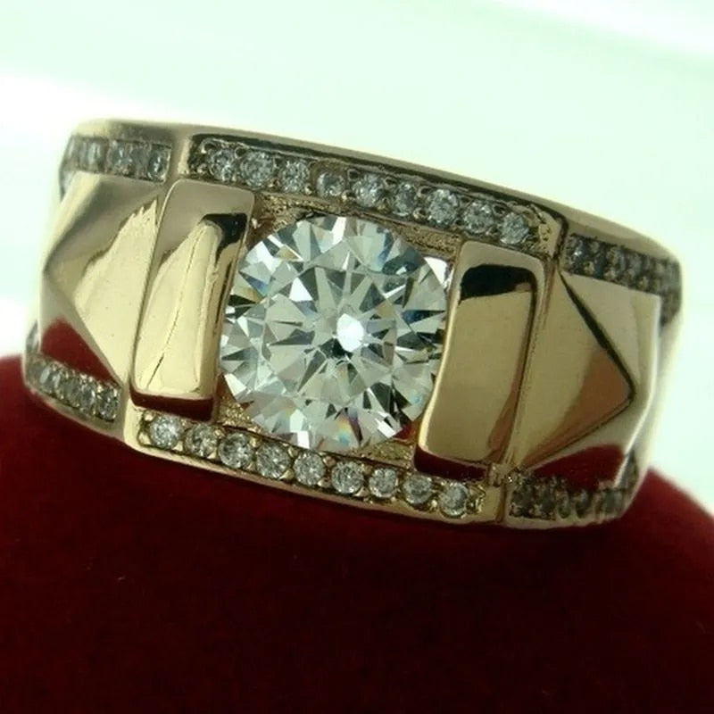 1pcs Luxury Women Ring Metal Carving Gold Color Inlaid Zircon Stones Couple Rin image 4