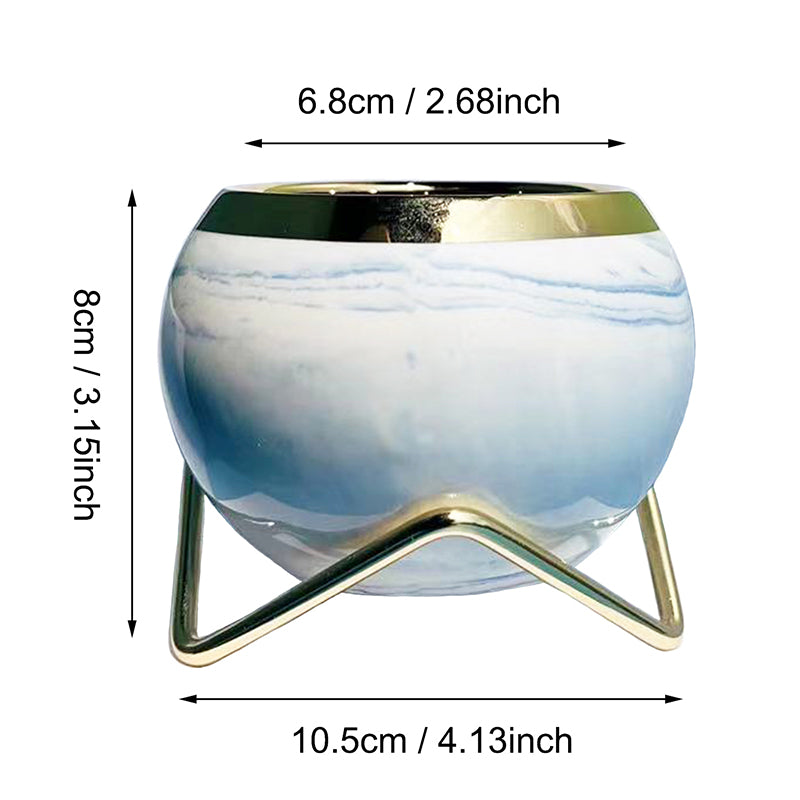 Nordic INS Style Luxury Gilded Ceramic Small Flowerpot with Golden Bracket Crea image 10