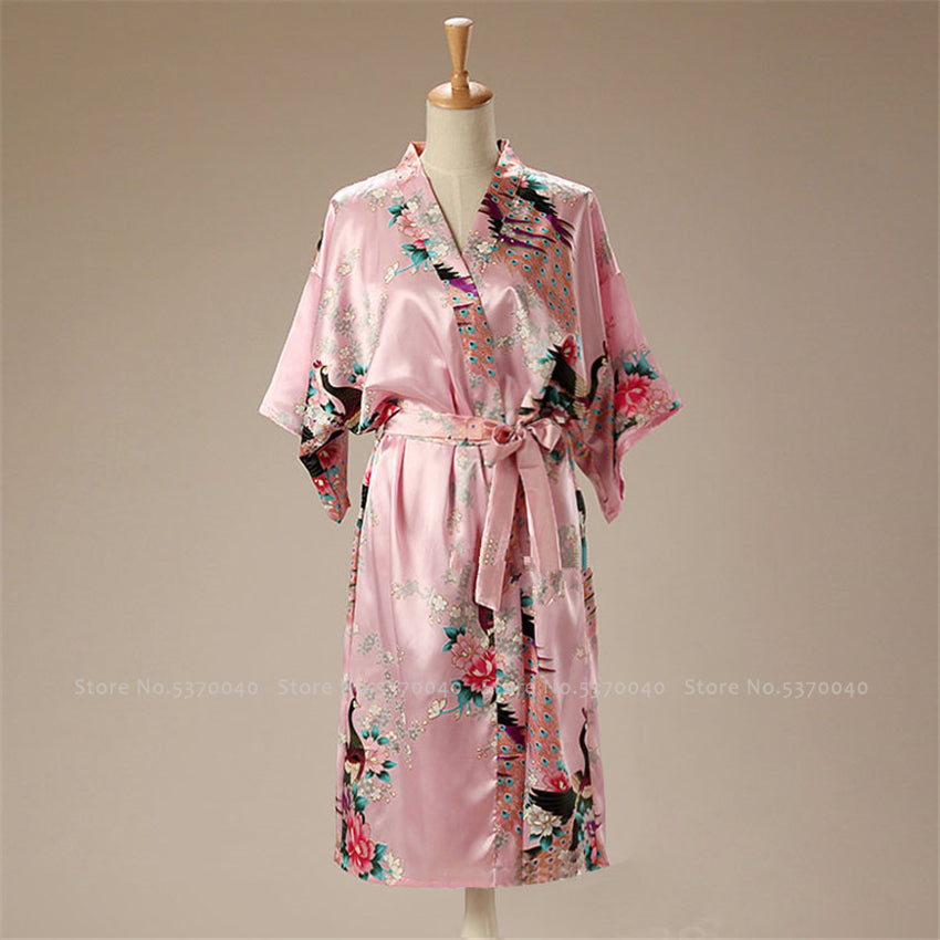 Women Satin Pajamas Bathing Robe Gown Japanese Traditional Women Sakura Kimono image 4