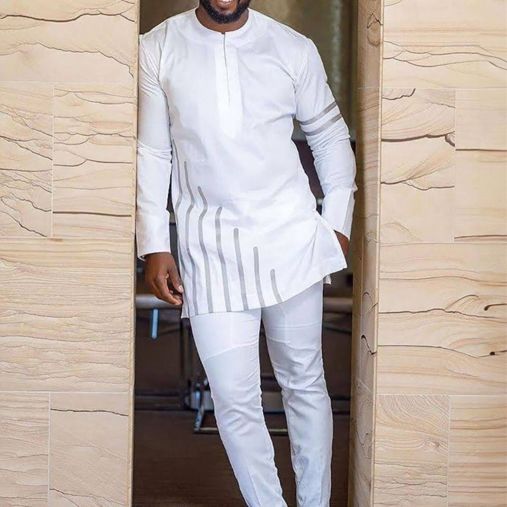 New In 2Pc Dashiki Luxury African Boubou Men's Clothing Elegant Full Suits Male image 1