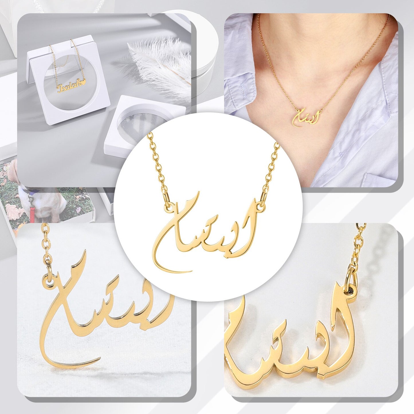 Arabic Necklace Name Gold Custom Arabic Necklace Personalized Stainless Steel image 5