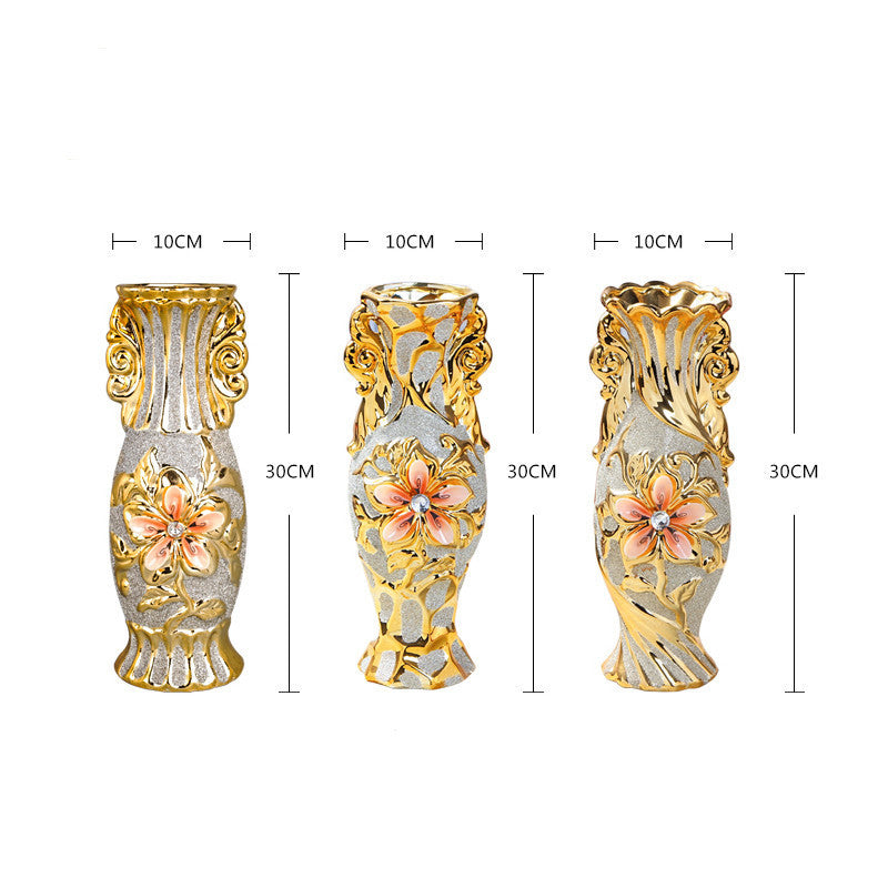 European Gold Plated Frost Porcelain Vase Vintage Advanced Ceramic Flower Vase image 10