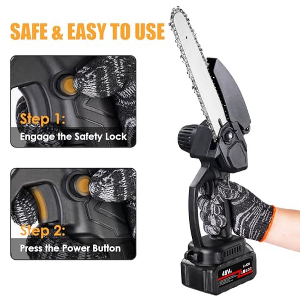 8" Portable Electric Chainsaw Cordless Handheld Wood Cutting Tree Branches Trim image 3
