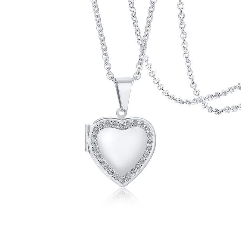 Fashion Heart Locket Necklaces for Women Lady Jewelry Gold and Silver Color Per image 1