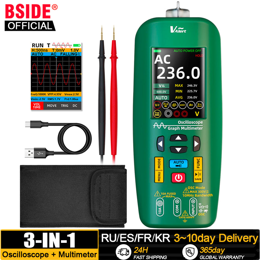 BSIDE Handheld Oscilloscope Multimeter Professional Digital Multiteter DC AC El image 1