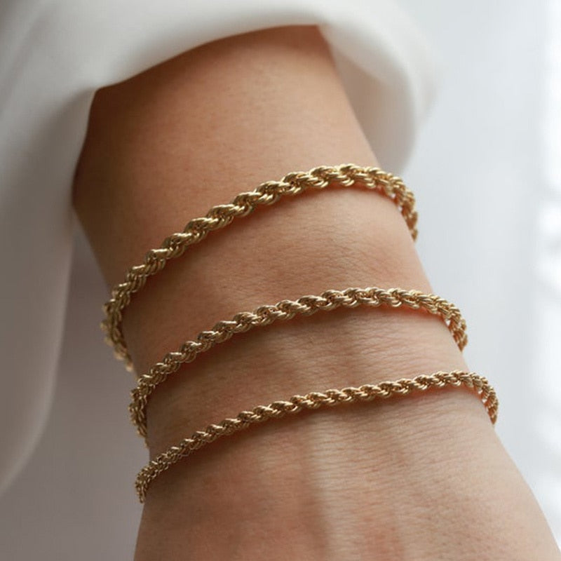 Vnox 2/3/4/5mm Twisted Chain Bracelets for Women Men, Gold Color Stainless Stee image 7