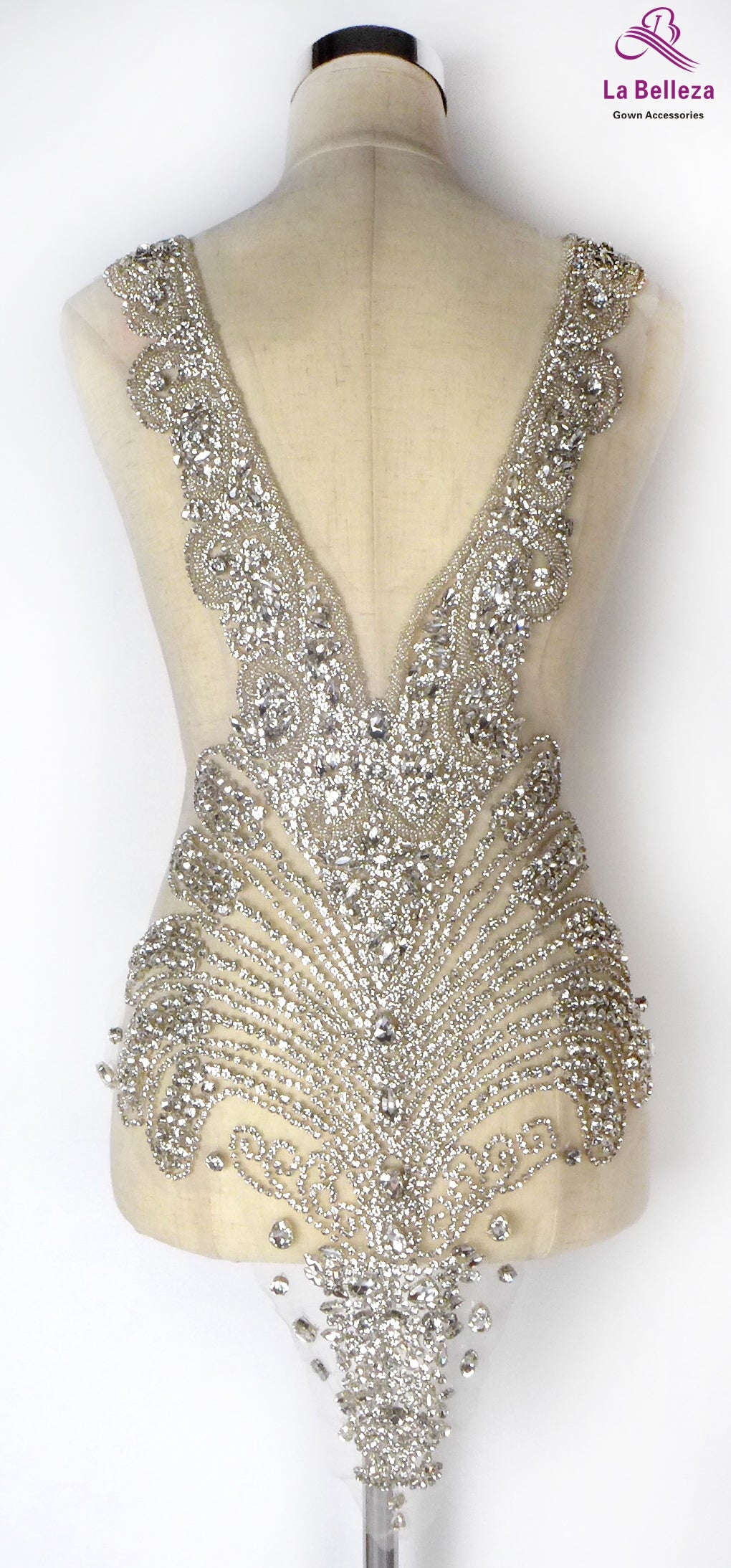 La Belleza black AB rose gold silver Red crystal rhinestone long rich bodice a image 6