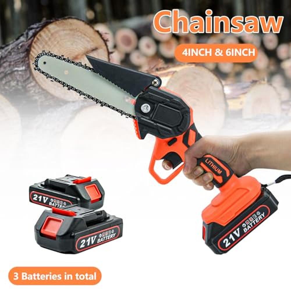 Mini Cordless Chainsaw 2-in-1 Handheld Tree Trimming with 3Pack Battery Lightwe image 2