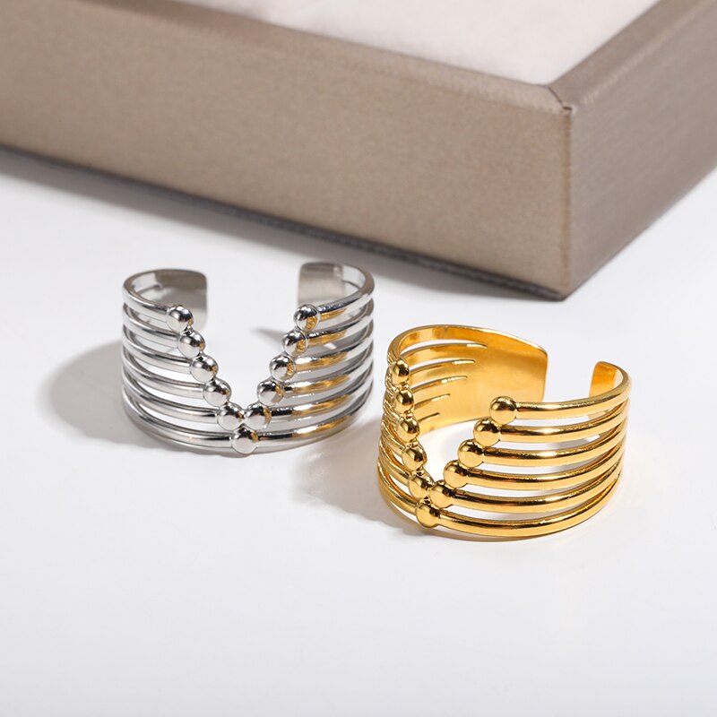 GATTVICT Punk Cross knight Open Stainless Steel Queen Rings Minimalist Gold image 12