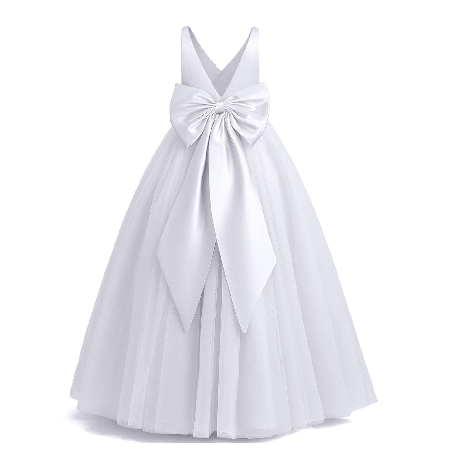 5-14 Year Bridesmaid Girl Lace White Flower Dress For Wedding Ceremony image 9