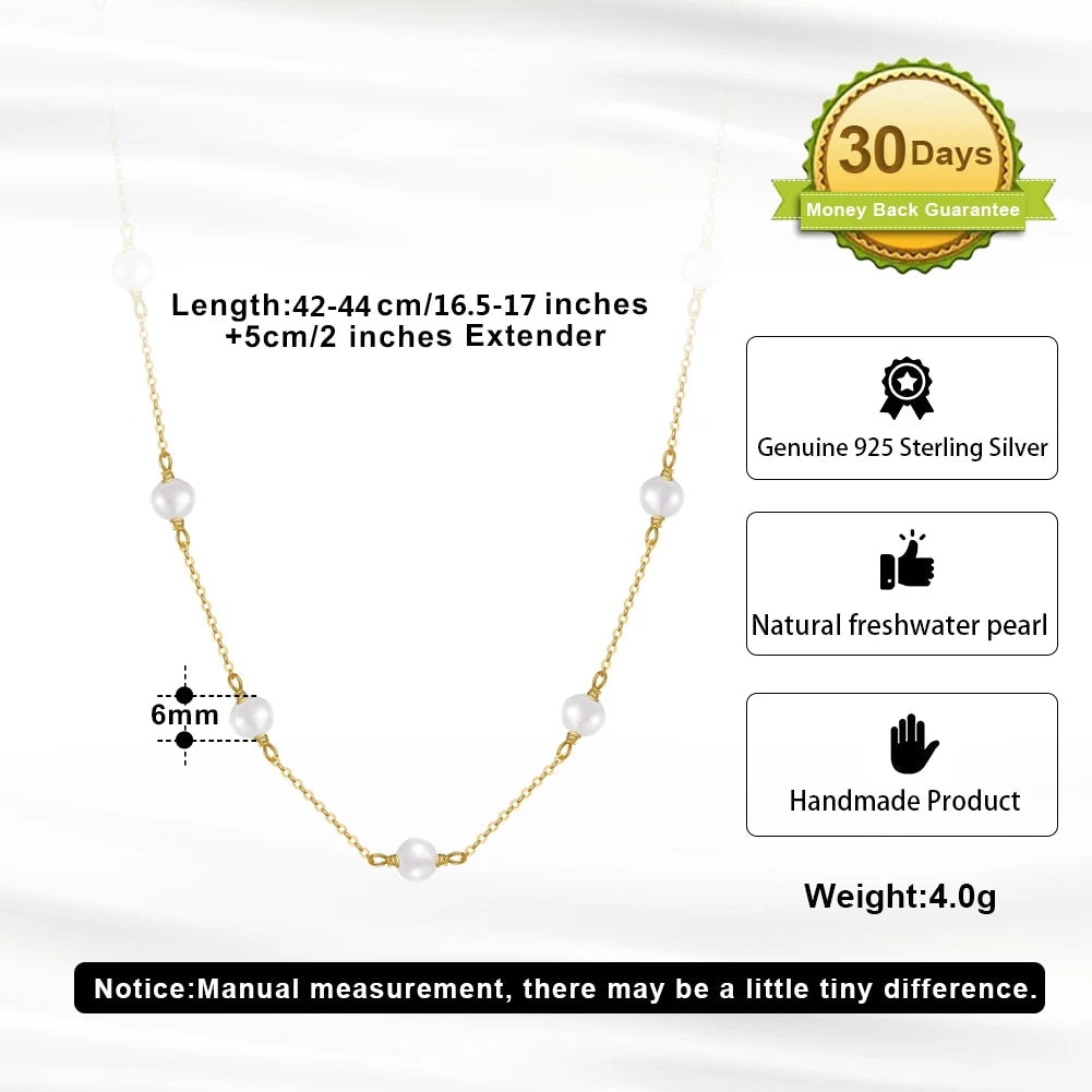 EFFIE QUEEN 14K Gold Plated Natural Baroque Pearl Choker Necklace for Women 925 image 5