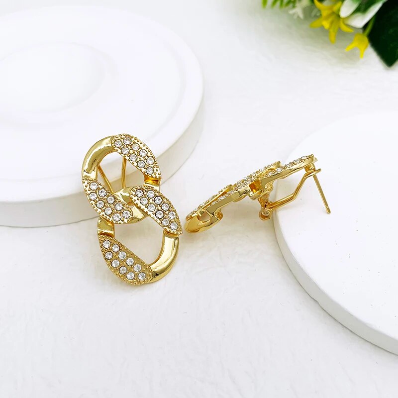 New Women Necklace Earrings Bracelet Ring Jewelry Set Luxury Design 18K Gold Pl image 4