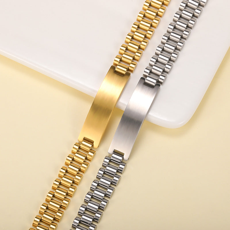 Customized Male Name Bracelet Stainless Steel Gold Color Punk Jewelry Personali image 3