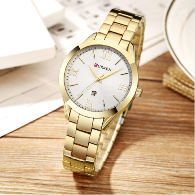 CURREN Gold Watch Women Watches Ladies 9007 Steel Women's Bracelet Watches Fema image 3