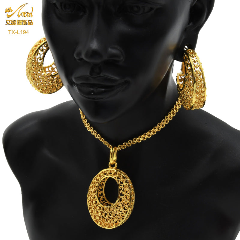 ANIID Nigerian Wedding Jewelry Set Gold Color African Necklace Pendant Sets For image 6
