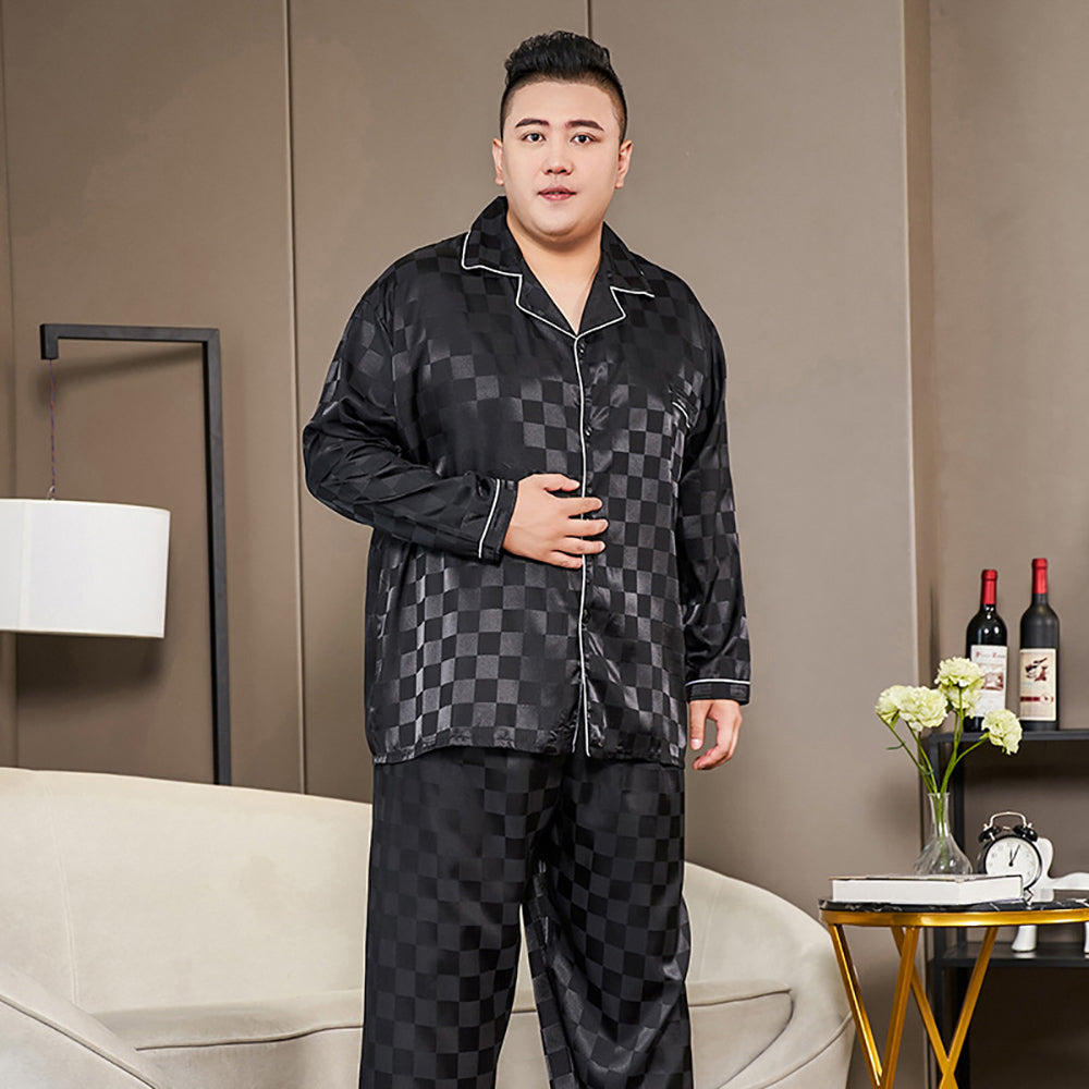 5XL Big Size Pajamas For Men 165KG Spring Summer Ice Silk Satin Cool Pajama Man image 15