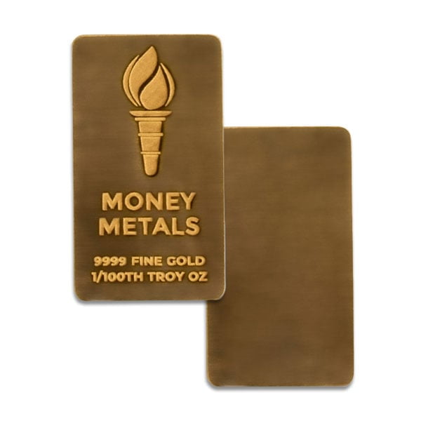 Money Metals 1/100 Troy Oz Gold Bar, .9999 Pure image 2