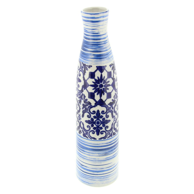 Blue Ceramic Vase with Tile Patterns Plant terrarium glass Vase Coffee table de image 1