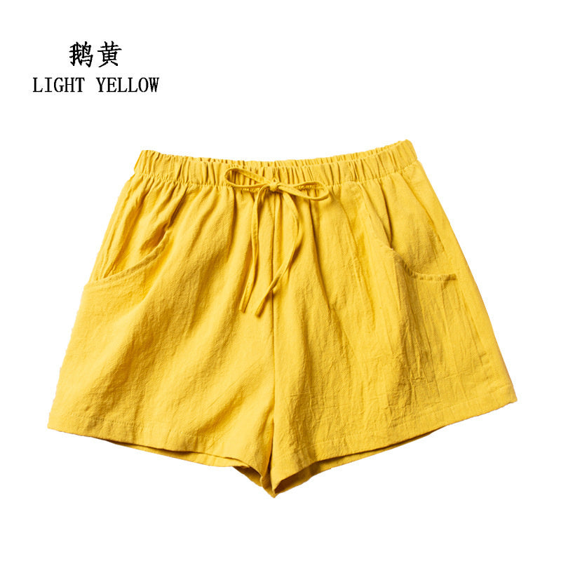 Casual Linen Shorts Women Gym Workout Shorts Cotton Short Pants High Waisted Bl image 5
