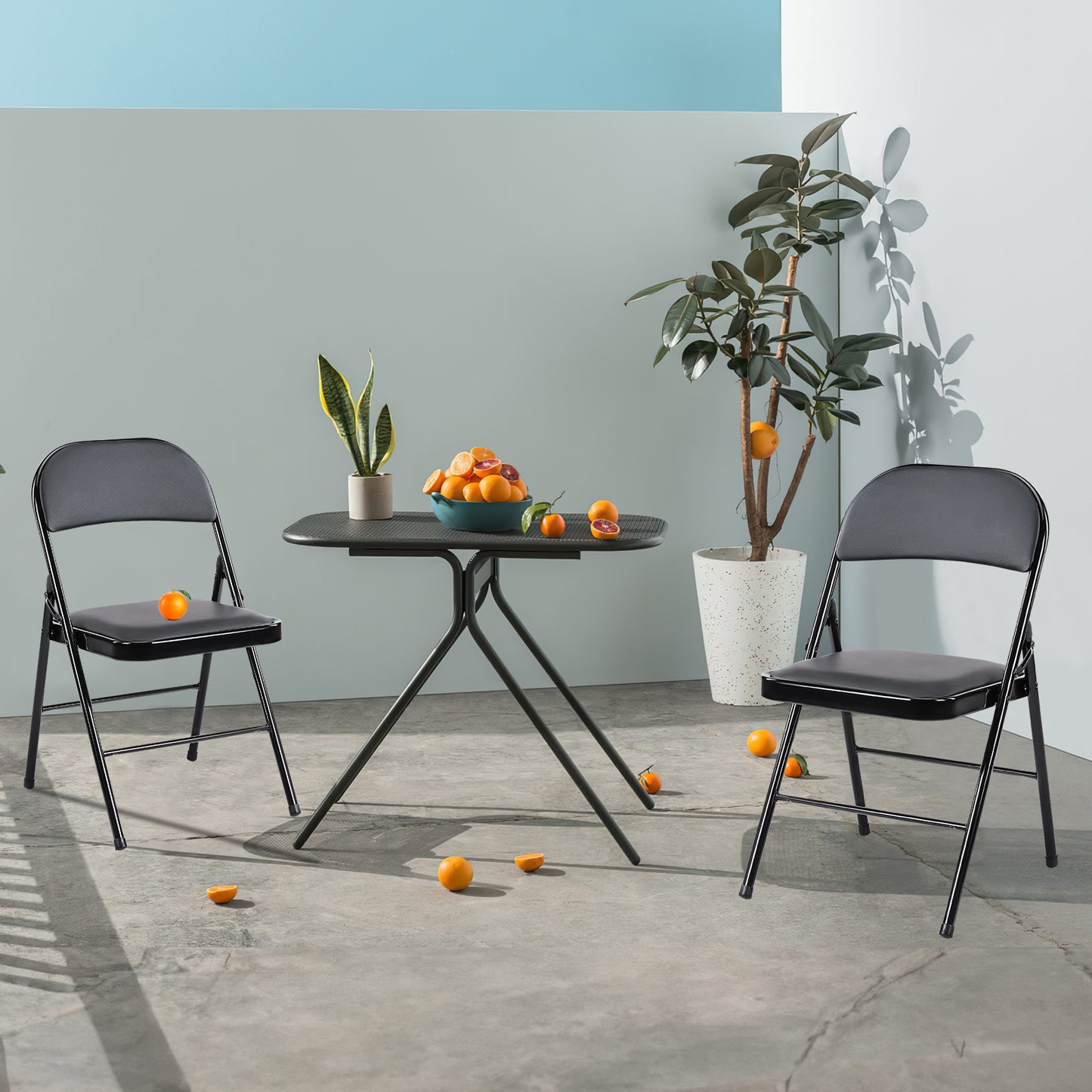 JHK Leather Padded Folding Chair 4 Pack Sturdy Metal Foldable Chairs Easy to Us image 5
