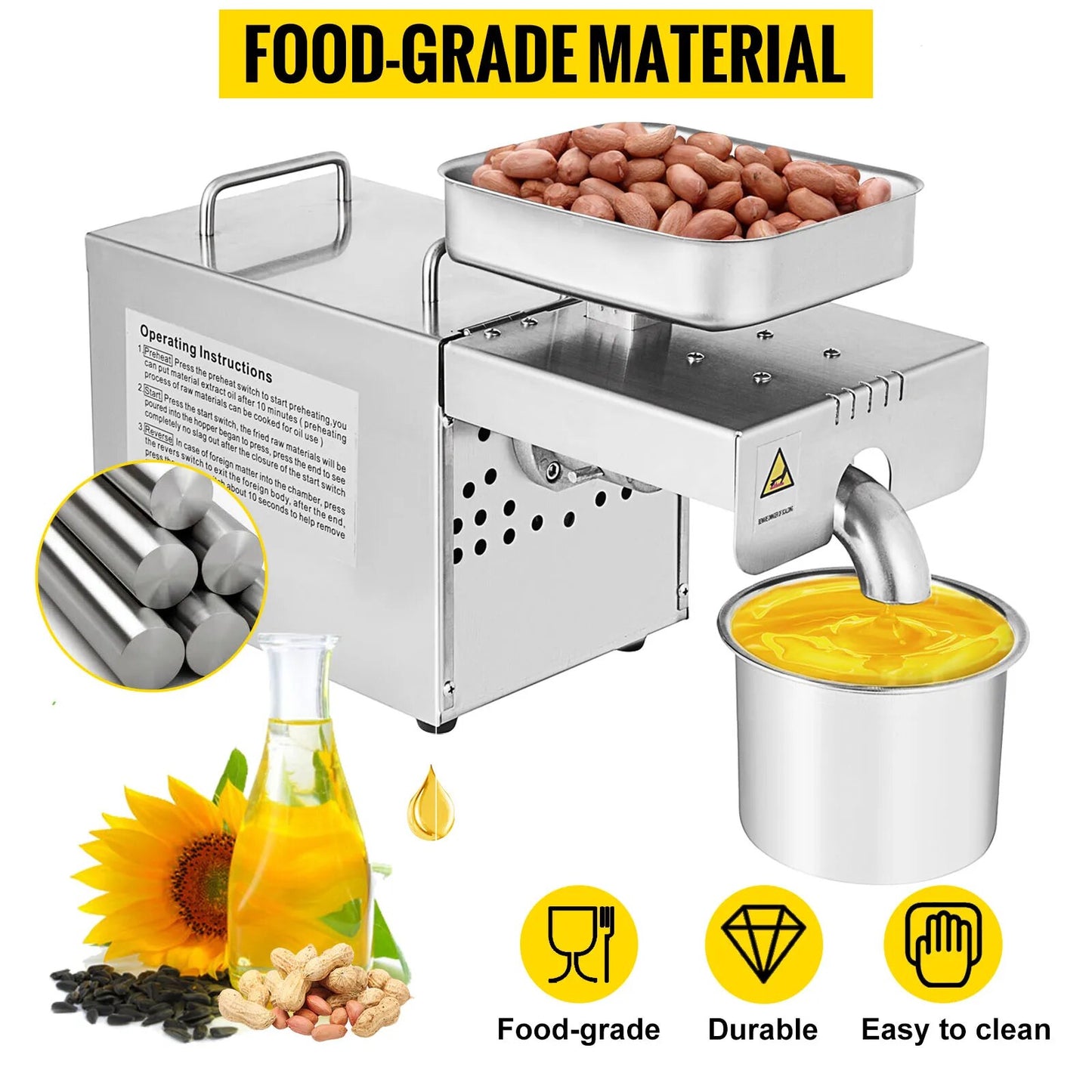 VEVOR Electric Oil Extractor Automatic Oil Press Machine for Home & Commercial image 3