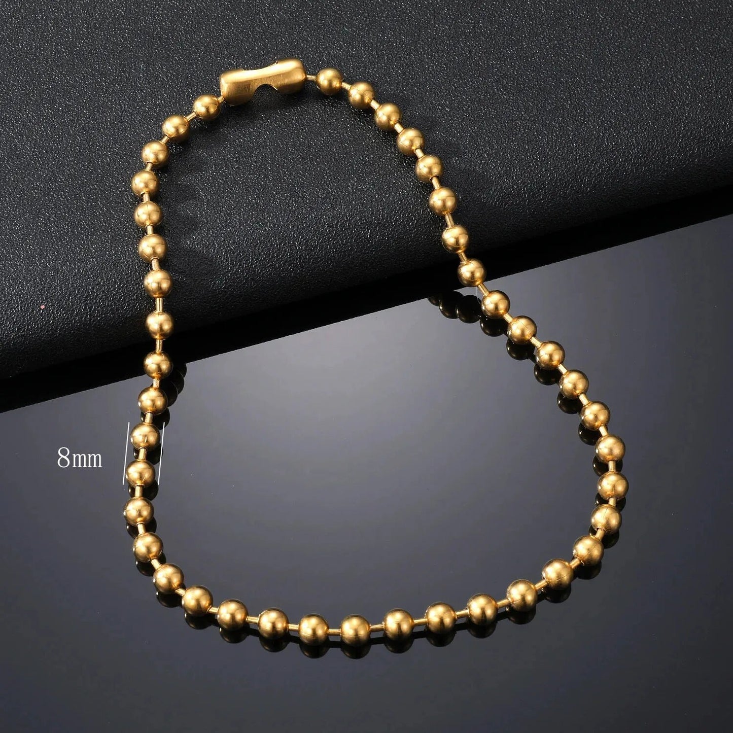 3/6/8mm Stainless Steel Ball Bead Necklaces For Women Men Gold/Silver Color Met image 5