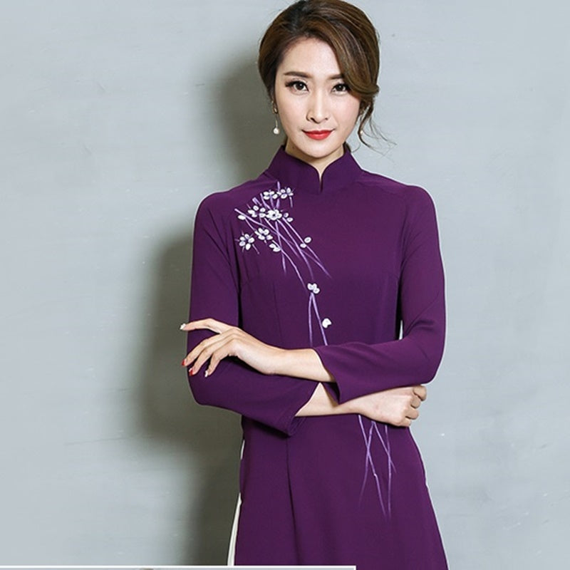 Ao Dai 2020 Spring Summer New Vietnam Dress for Women Elegant Cheongsam Traditi image 6