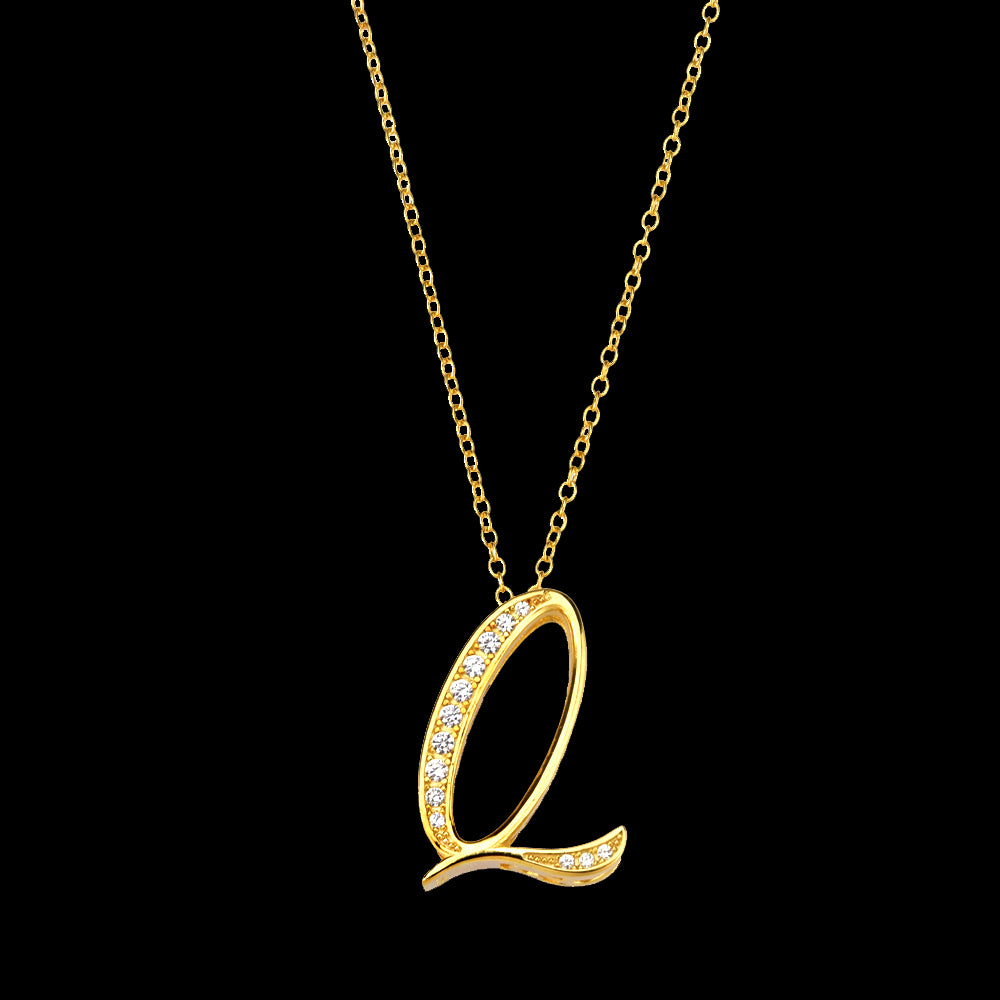 ANDYWEN 925 Sterling Silver Gold Long Chain Alphabet 26 Leter A W Pendant K H I image 52