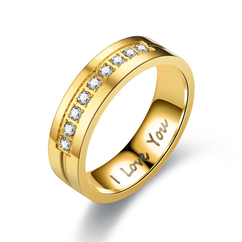 Fashion Women Men Titanium Steel Ring Classic Letter I Love You Rings Gold Colo image 3