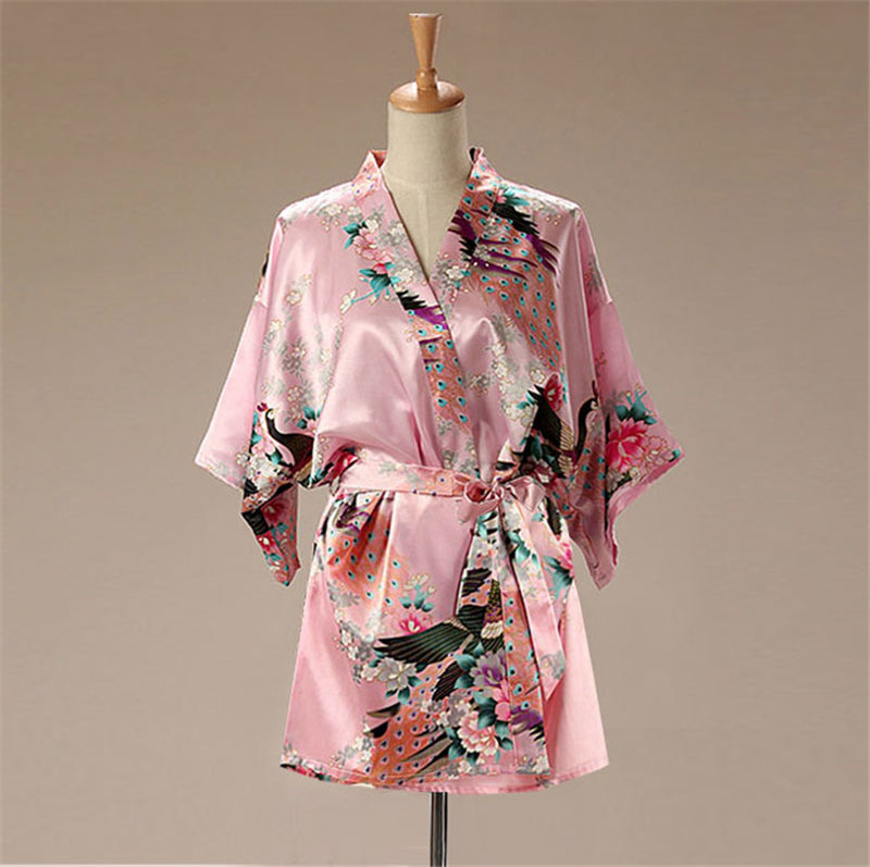 Women Satin Pajamas Bathing Robe Gown Japanese Traditional Women Sakura Kimono image 6