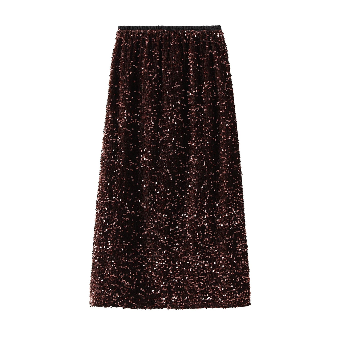 Women Elegant Shiny Sequined Long Skirt Summer Fall Elastic Waist Casual Skirts image 6