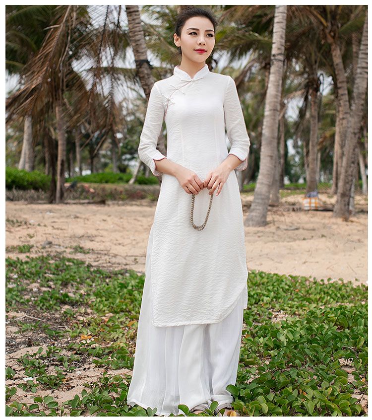 Oriental Style Ao Dai Vietnam Traditional Clothing Dress For Women Graceful Chi image 5