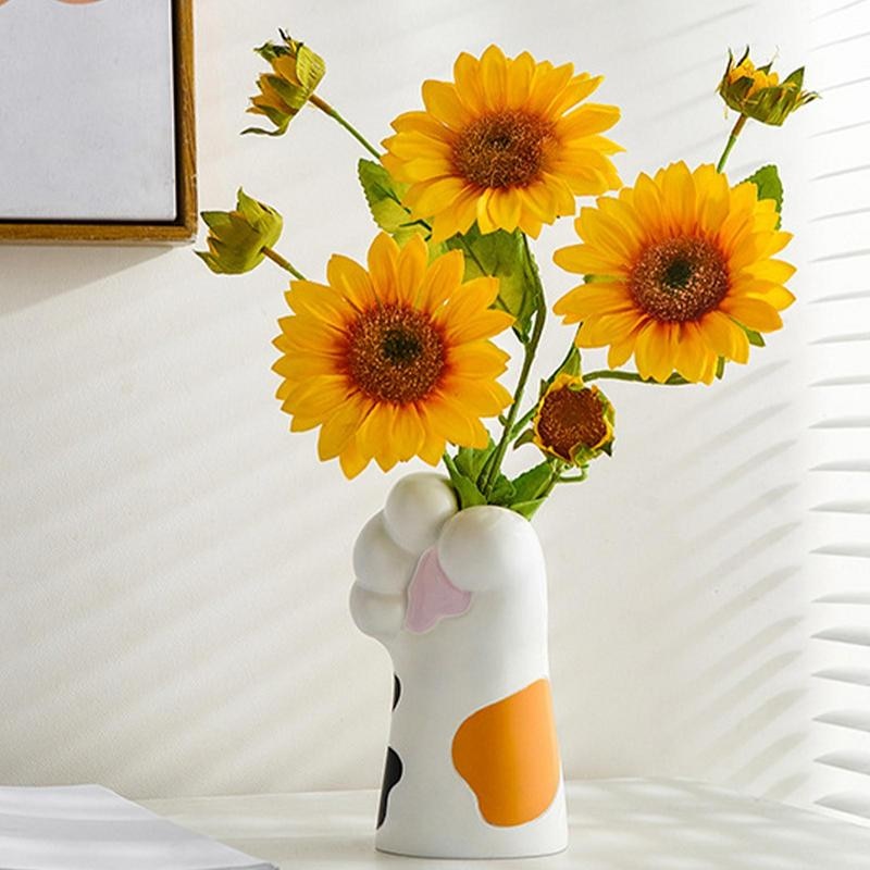 Cat Paw Vase Cute Cartoon Cat Claw Flower Vase Resin Craft Ornament Table Cente image 7