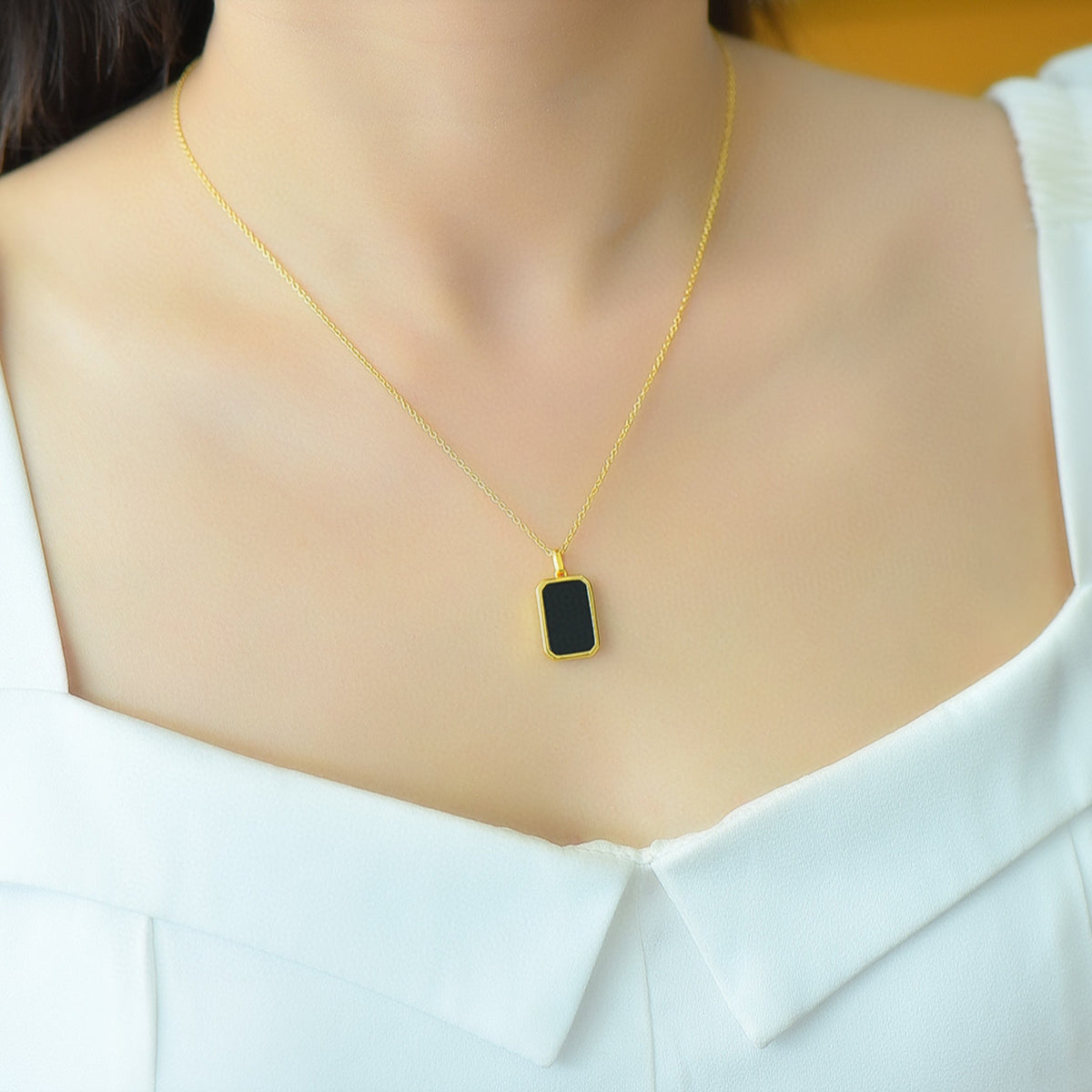 Hip-hop Necklaces Man 18 K Pure 100 Gold Pendant Stylish Jewelry Black Agate Re image 3