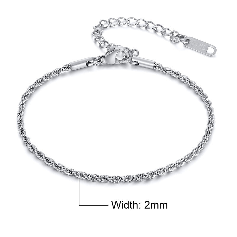 Vnox 2/3/4/5mm Twisted Chain Bracelets for Women Men, Gold Color Stainless Stee image 4