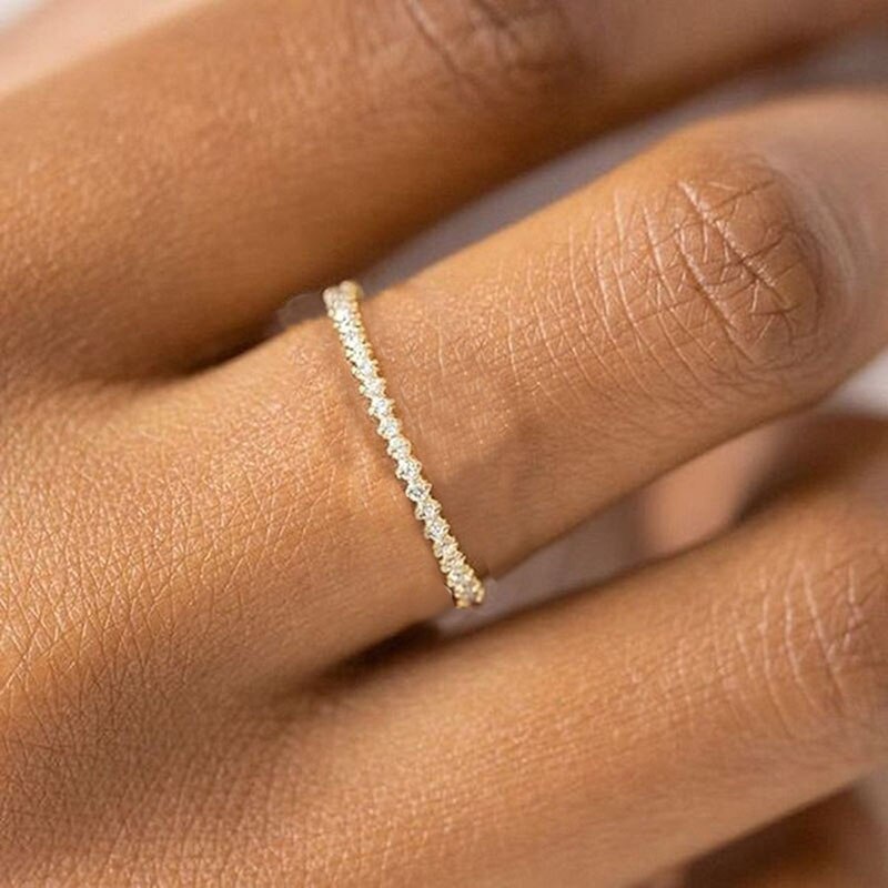 New INS Gold Color Noble Trend Dainty Rings For Women Entry Lux Zircon Midi Fin image 2