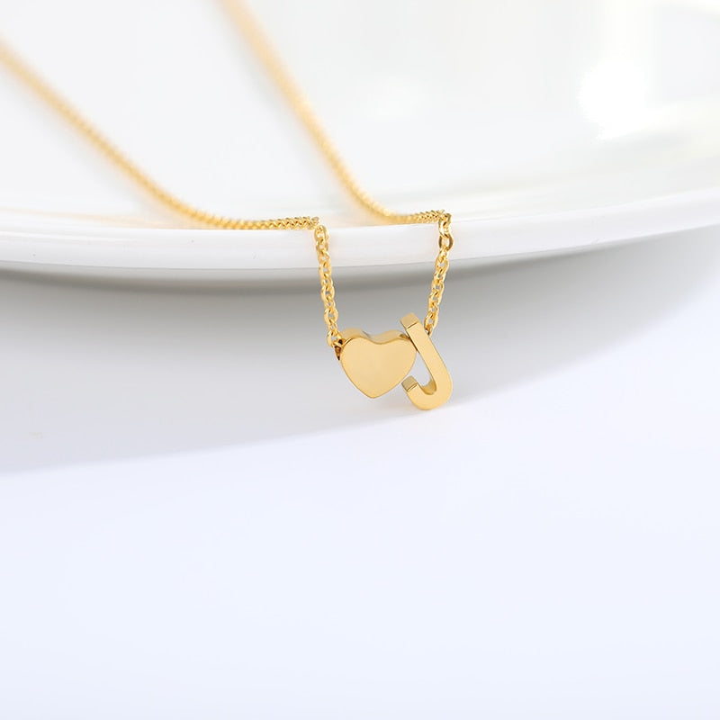 A-Z Letter Heart Initial Necklaces For Women Gold Color Stainless Steel Necklace image 4