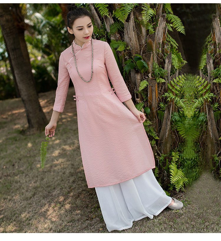 Oriental Style Ao Dai Vietnam Traditional Clothing Dress For Women Graceful Chi image 3
