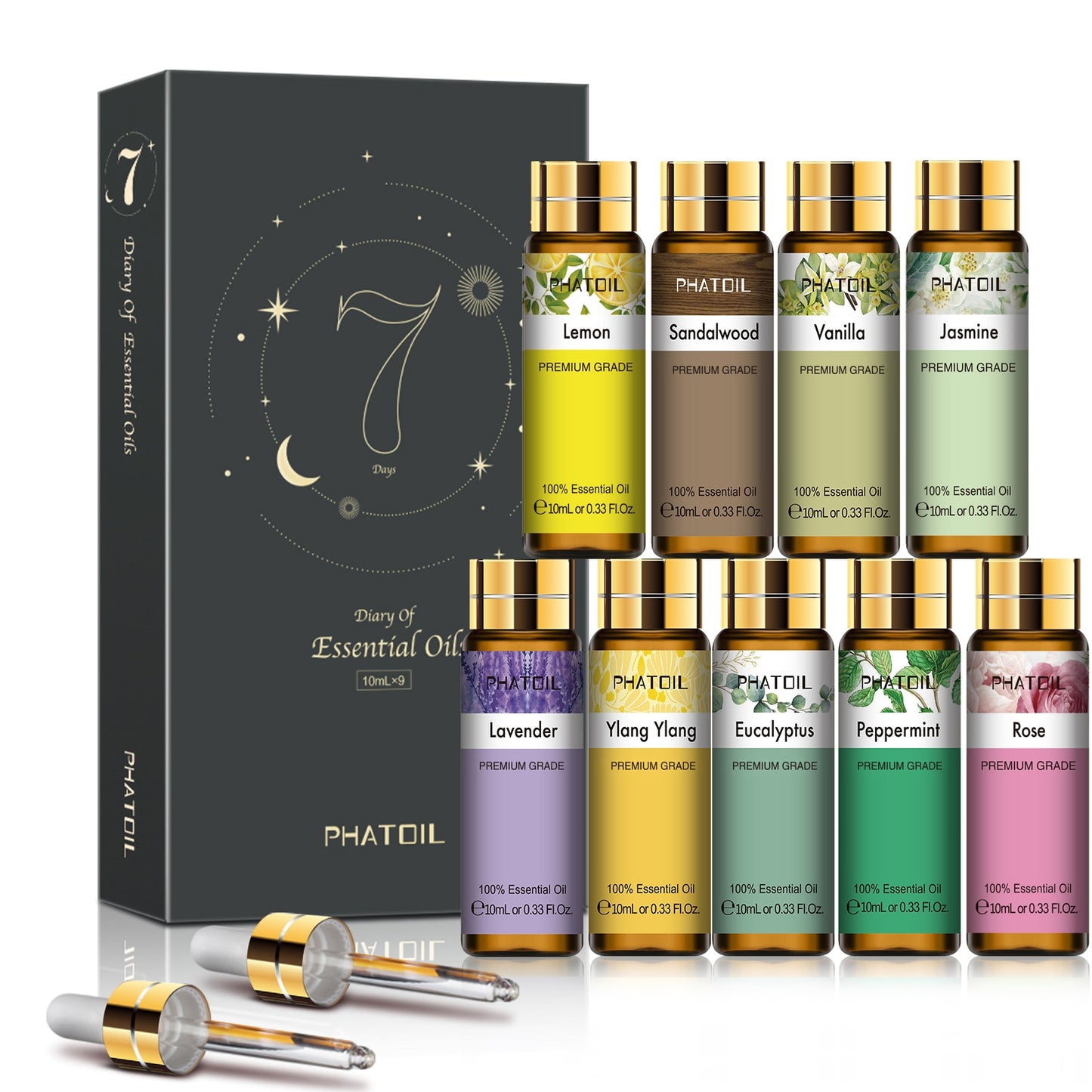 9pcs 10ml Diffuser Aroma Oil Pure Natural Essential Oils Gift Set Kit Rose Lave image 0